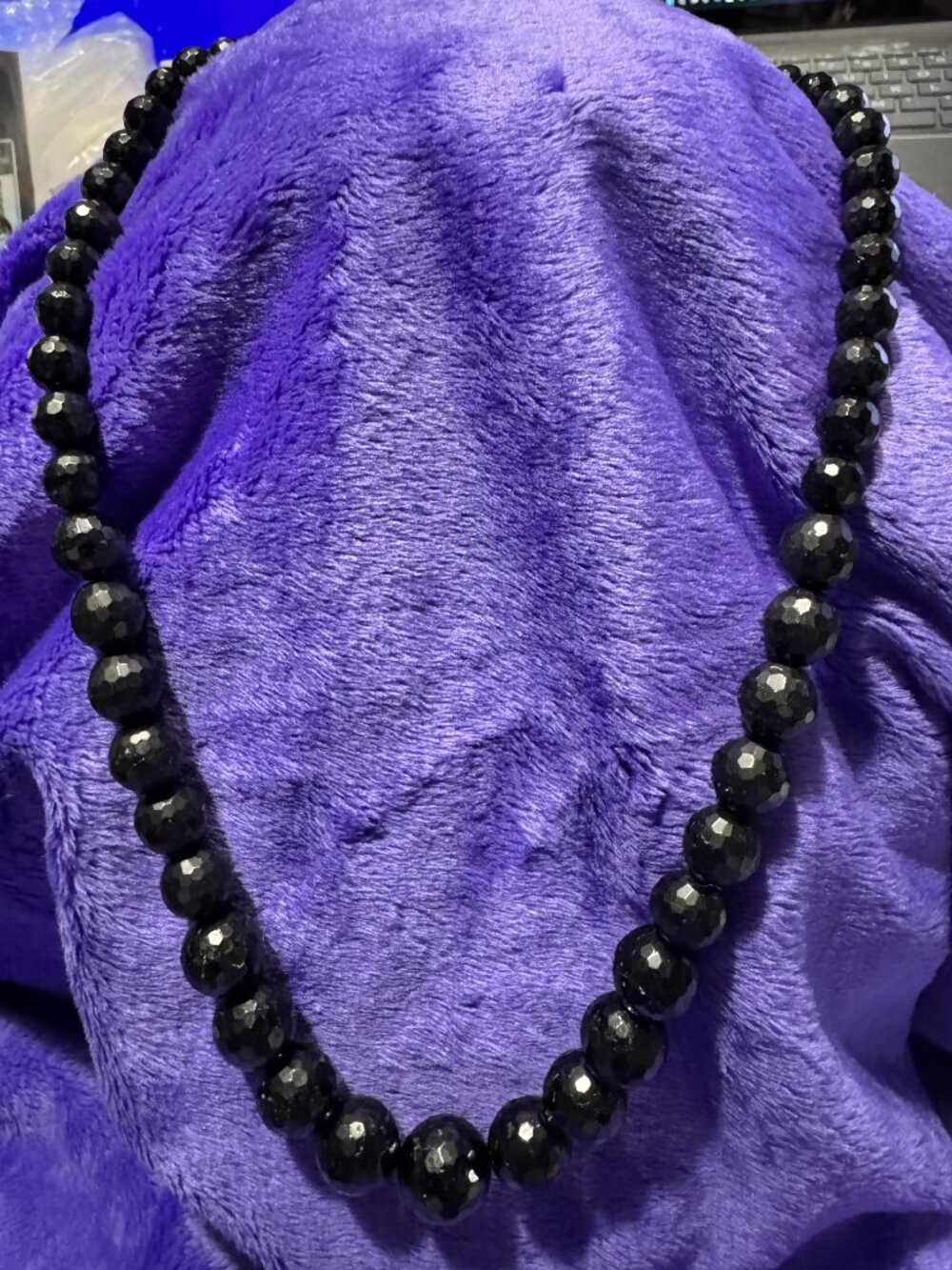 Black Tourmaline Graduated Rondelle Necklace 18 Inches